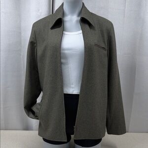 Evan Picone Olive Women's Blazer with Zipper Detail Wool Blend